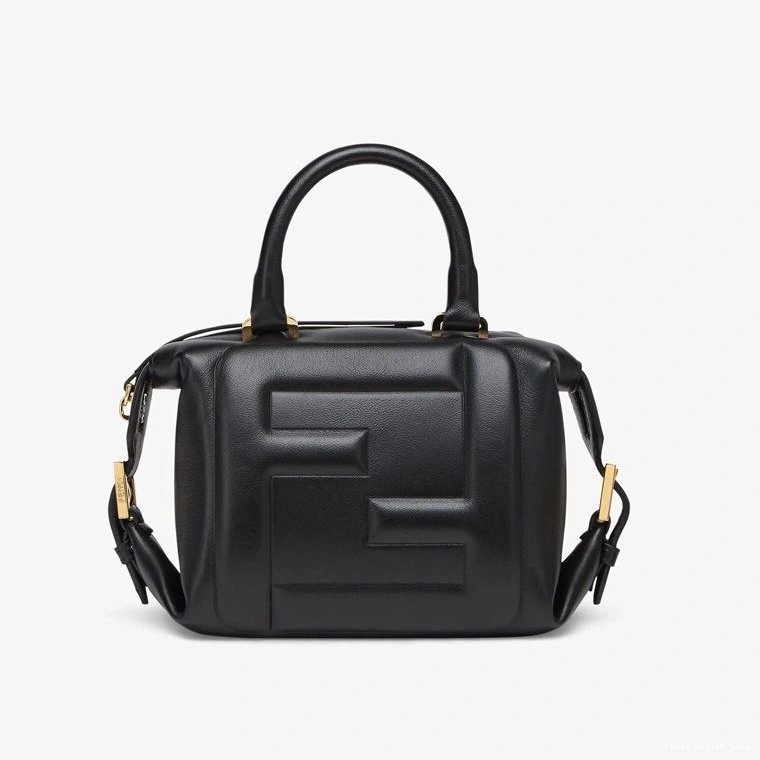 Cheap Black Mini Bag In Fendi FF Cube Nappa Leather 0707